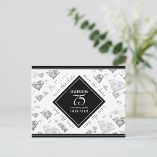 Elegante 75e diamanten huwelijksjubileum aankondigingskaart