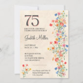 Elegante 75e verjaardag – Bloemig feestdesign Kaart (Voorkant)