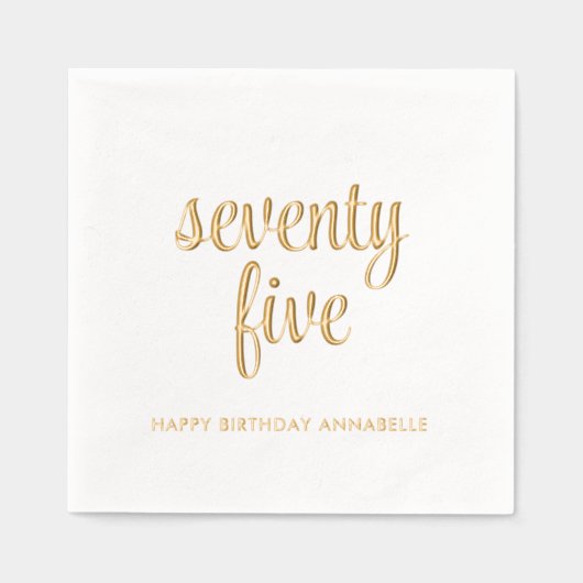 Elegante 75e verjaardag Modern Gold Foil servetten (Voorkant)
