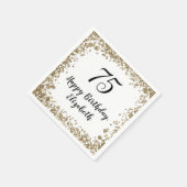 Elegante 75e verjaardag servetten met gouden paill (Hoek)
