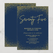 Elegante 75e verjaardag uitnodiging Gold Navy Glam (Voorkant / Achterkant)