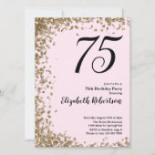 Elegante 75e verjaardag uitnodiging roze gouden pa (Voorkant)