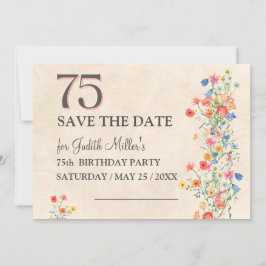 Elegante 75e verjaardag - Wildflower Design Save The Date