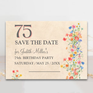 Elegante 75e verjaardag – Wildflower ontwerp Save The Date