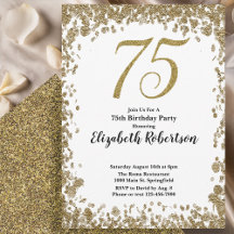 Elegante 75e verjaardag Witte en Gouden Pailletten