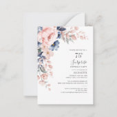 Elegante 75e verjaardagsfeest roze bloemen uitnodi notitiekaartje (Voorkant)