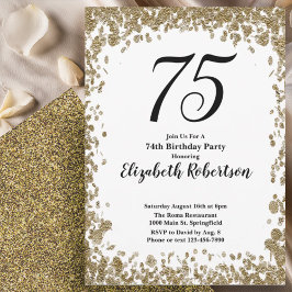 Elegante 75e verjaardagsuitnodiging met gouden pai kaart