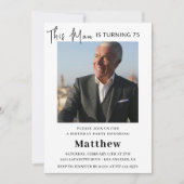 Elegante 75e verjaardagsuitnodigingen Mannen Foto Kaart (Voorkant)