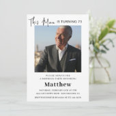 Elegante 75e verjaardagsuitnodigingen Mannen Foto Kaart (Staand voorkant)