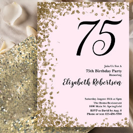 Elegante 75ste verjaardagsuitnodiging Roze Goud Gl Kaart