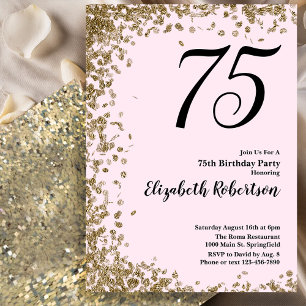 Elegante 75ste verjaardagsuitnodiging Roze Goud Gl Kaart