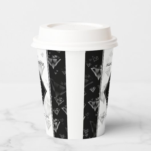 Elegante 75th Diamond Bruiloft Jubileum Papier Cup Papieren Bekers (Links)