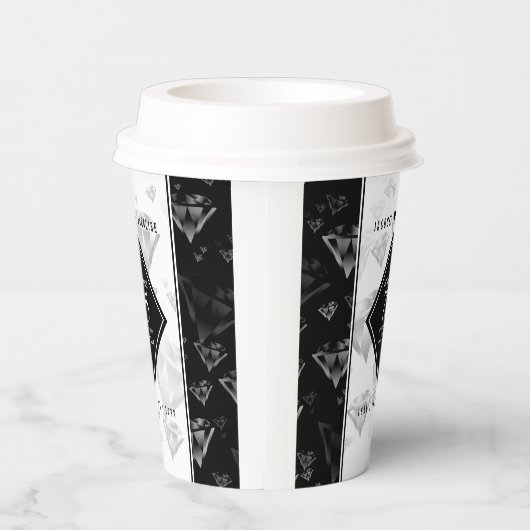 Elegante 75th Diamond Bruiloft Jubileum Papier Cup Papieren Bekers (Rechts)