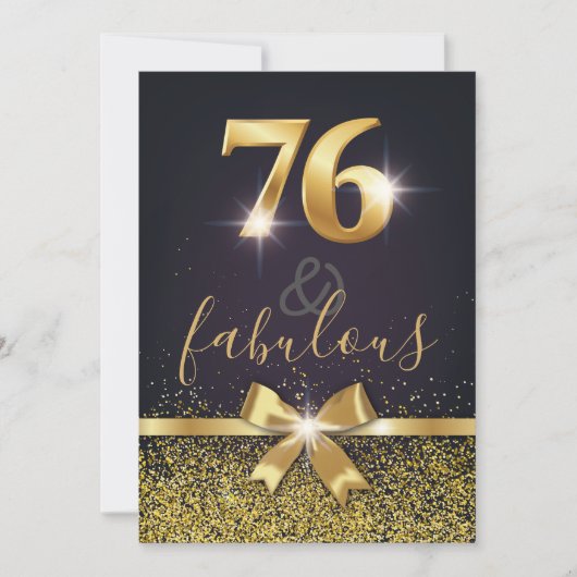 Elegante 76 & Fabulous Gold Glitter 76e verjaardag Kaart (Voorkant)