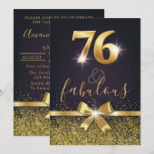 Elegante 76 & Fabulous Gold Glitter 76e verjaardag Kaart (Voorkant / Achterkant)