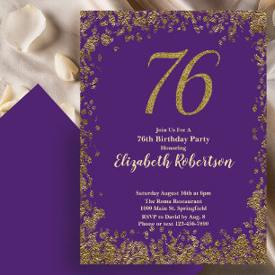 Elegante 76ste Paars Gouden Verjaardag Kaart