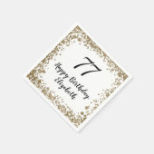 Elegante 77e verjaardag servetten met gouden paill (Hoek)