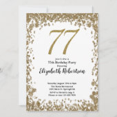 Elegante 77ste verjaardagsuitnodiging met gouden p kaart (Voorkant)