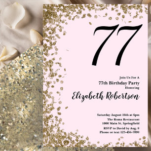 Elegante 77ste verjaardagsuitnodiging Roze Goud Gl Kaart