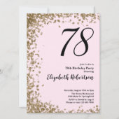 Elegante 78e verjaardag uitnodiging roze gouden pa (Voorkant)