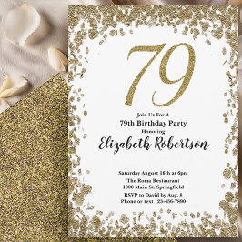 Elegante 79e verjaardagsuitnodiging met gouden pai kaart