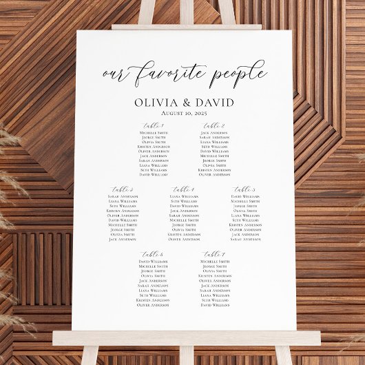 Elegante 7 Tafels Onze favoriete Mensen Zittabel Poster