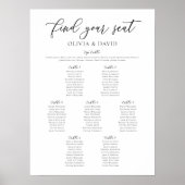 Elegante 7 Tafels Vind Je Plaats Zitplaats Chart Poster (Voorkant)