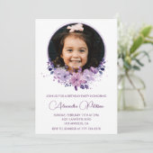 Elegante 7e verjaardag uitnodiging Foto Elegant (Staand voorkant)