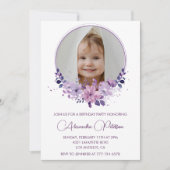 Elegante 7e verjaardag uitnodiging Foto Floral Boh (Voorkant)