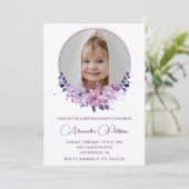 Elegante 7e verjaardag uitnodiging Foto Floral Boh (Staand voorkant)