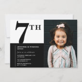 Elegante 7e verjaardag uitnodiging Meisje Chic Fot (Voorkant)