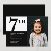 Elegante 7e verjaardag uitnodiging Meisje Chic Fot (Voorkant / Achterkant)