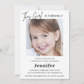 Elegante 7e verjaardag uitnodigingen Foto Meisje M (Voorkant)