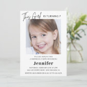 Elegante 7e verjaardag uitnodigingen Foto Meisje M (Staand voorkant)