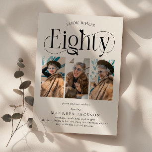 Elegante 803 foto collage 80ste verjaardag kaart
