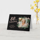 Elegante 80 en Fabulous Flower 80th Birthday Foto Kaart (Gele Bloem)