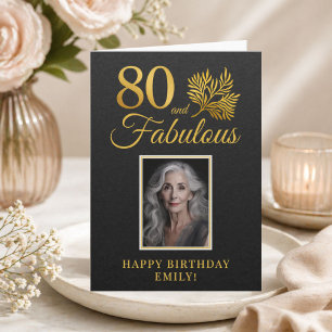 Elegante 80 en Fabulous Twigs 80ste verjaardagsfot Kaart