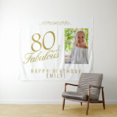 Elegante 80 en Fabulous Verjaardag Foto Achtergron Wandkleed (In Situ (horizontaal))