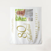Elegante 80 en Fabulous Verjaardag Foto Achtergron Wandkleed (Voorkant)