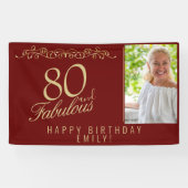 Elegante 80 en Fabulous Verjaardag Foto Spandoek (Horizontaal)