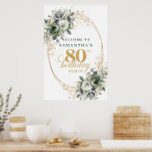 Elegante 80e Boho Groenery Gouden Welkomstbord Poster (Keuken)