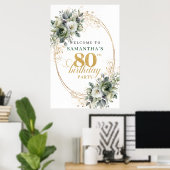 Elegante 80e Boho Groenery Gouden Welkomstbord Poster (Thuiskantoor)
