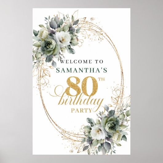 Elegante 80e Boho Groenery Gouden Welkomstbord Poster (Voorkant)
