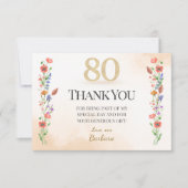 Elegante 80e verjaardag - 80 jaar wilde bloemen bedankkaart (Voorkant)