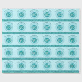 Elegante 80e verjaardag Blauwgroen Blue Glitter &  Cadeaupapier (Vlak)