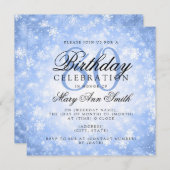 Elegante 80e verjaardag Blue Winter Wonderland Kaart (Voorkant / Achterkant)