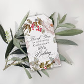 Elegante 80e verjaardag Dankjewel met decemberbloe Cadeaulabel