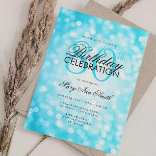 Elegante 80e verjaardag Glam Turquoise Schitterend Kaart