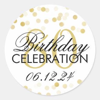 Elegante 80e verjaardag Gouden folie Glitter Light Ronde Sticker