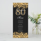 Elegante 80e verjaardag menu Gold Lights Kaart (Staand voorkant)
